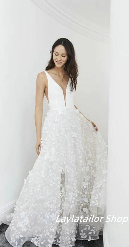 LTP1122,Charming white v-neck wedding dresses,v-neck bridal wedding gown