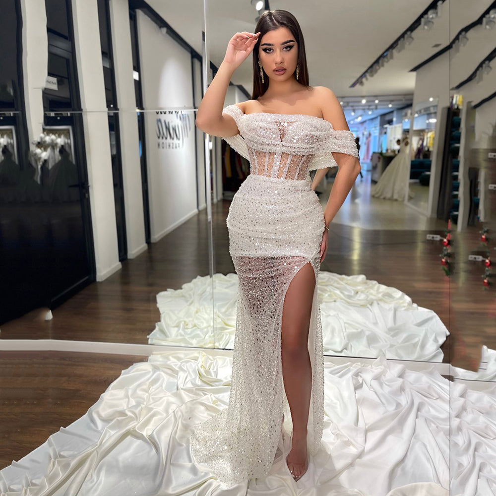 LTP1328,Sexy White Sequin Prom Dresses Off The Shoulder Evening Dress Laylatailor Shop LTP1328,Sexy White Sequin Prom Dresses Off The Shoulder Evening Dress Laylatailor Shop