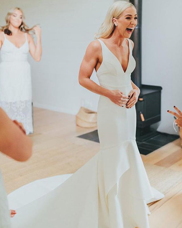 LTP1126,Mermaid Ivory Satin Wedding Gown,Simple Long Bridal Wedding Dresses