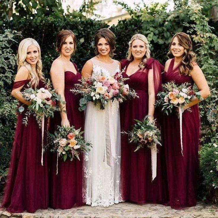 LTP1718,Simple Burgundy Sheath Bridesmaid Dresses