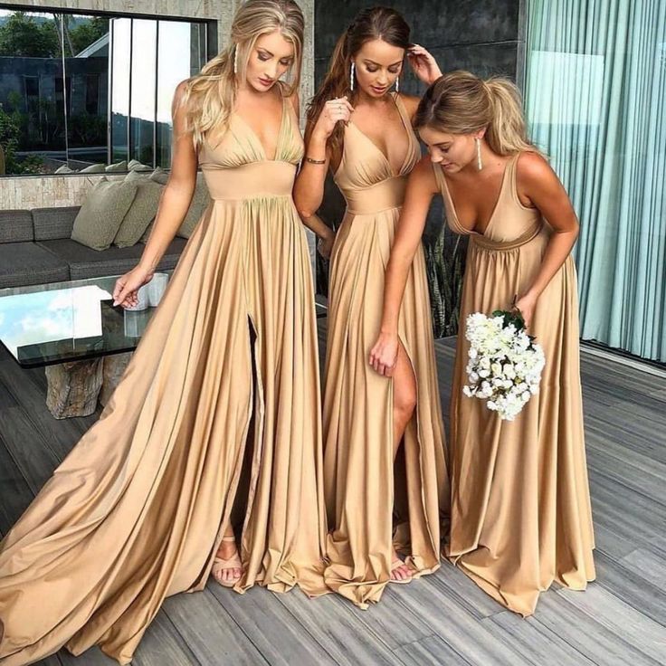 LTP1091,Simple bridesmaid dress,deep v-neck split wedding bridesmaid dresses