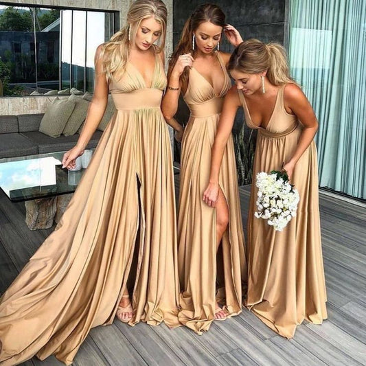 LTP1091,Simple bridesmaid dress,deep v-neck split wedding bridesmaid dresses