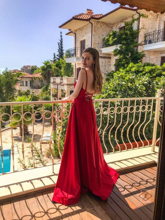 LTP0934,Red A-Line Prom Dresses,Red Evening Dresses