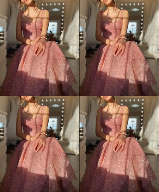 LTP0595,Pink glitter prom dresses sweetheart corset formal party gown