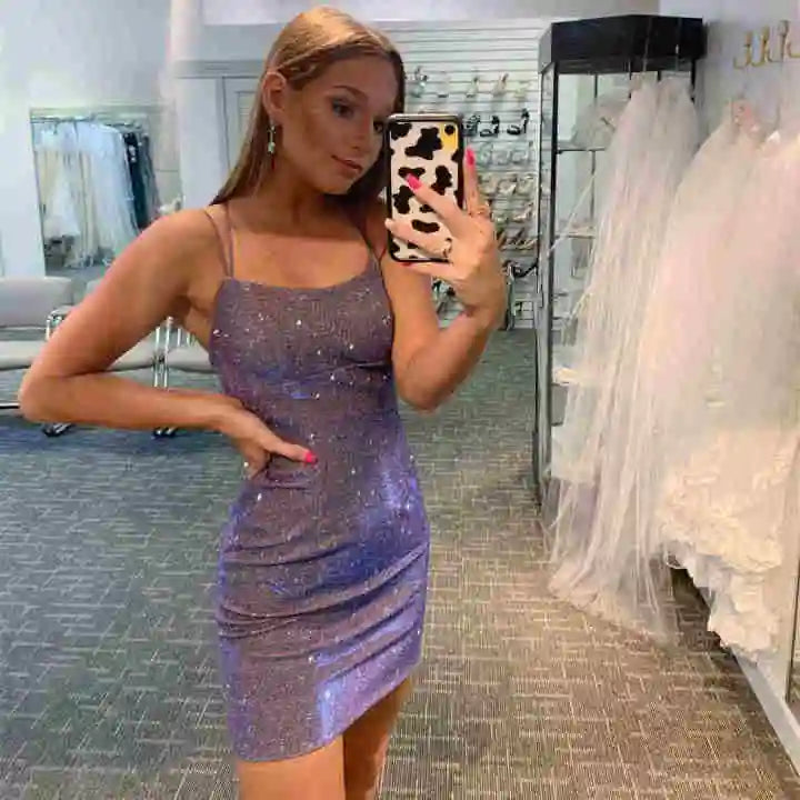 LTP1074,Purple sequin short homecoming dresses glitter cocktail dress
