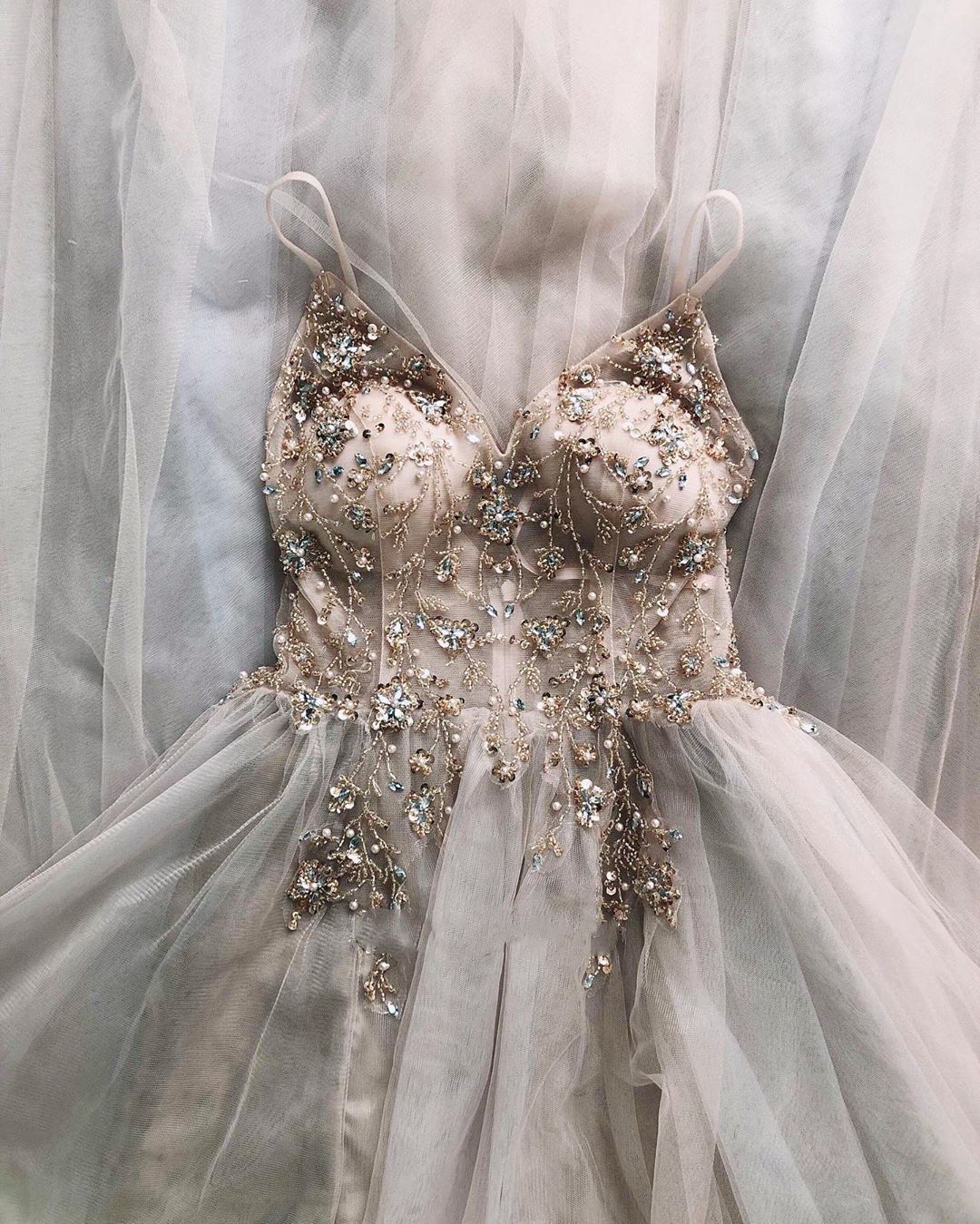 LTP0068,A-line rose gold tulle long prom dress with spaghetti straps a Laylatailor Shop LTP0068,A-line rose gold tulle long prom dress with spaghetti straps a Laylatailor Shop