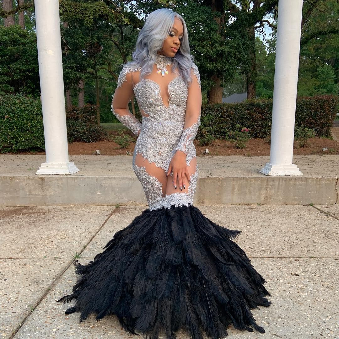 prom dress with feather sleeves Ava Presley 39268