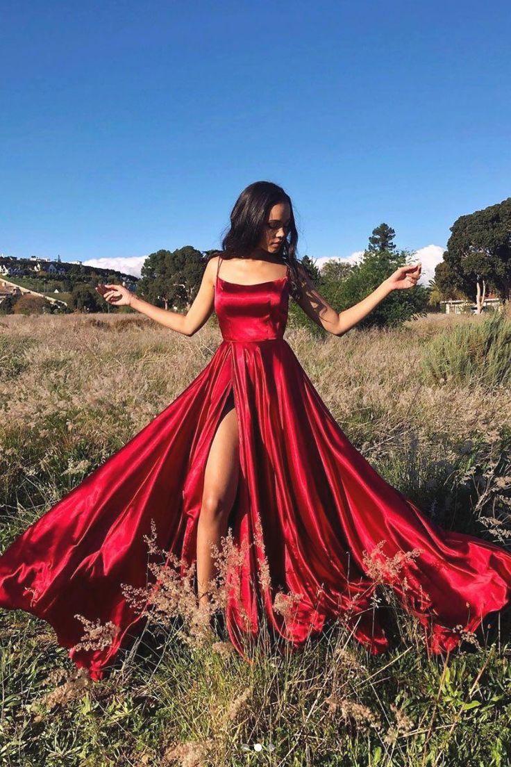 Red prom dress hot sale with split