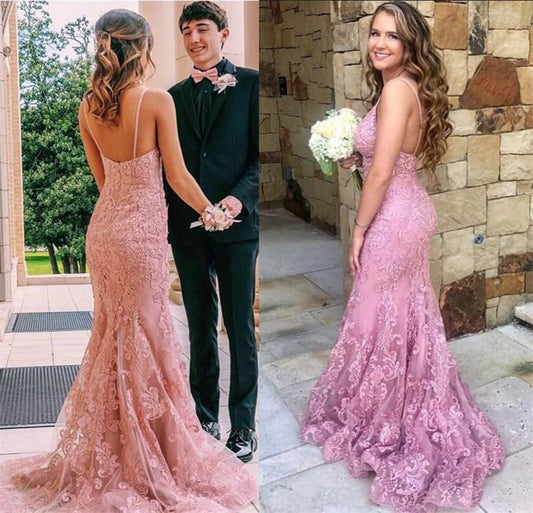 LTP0230,Elegant lace prom dress pink mermaid long evening party dresses