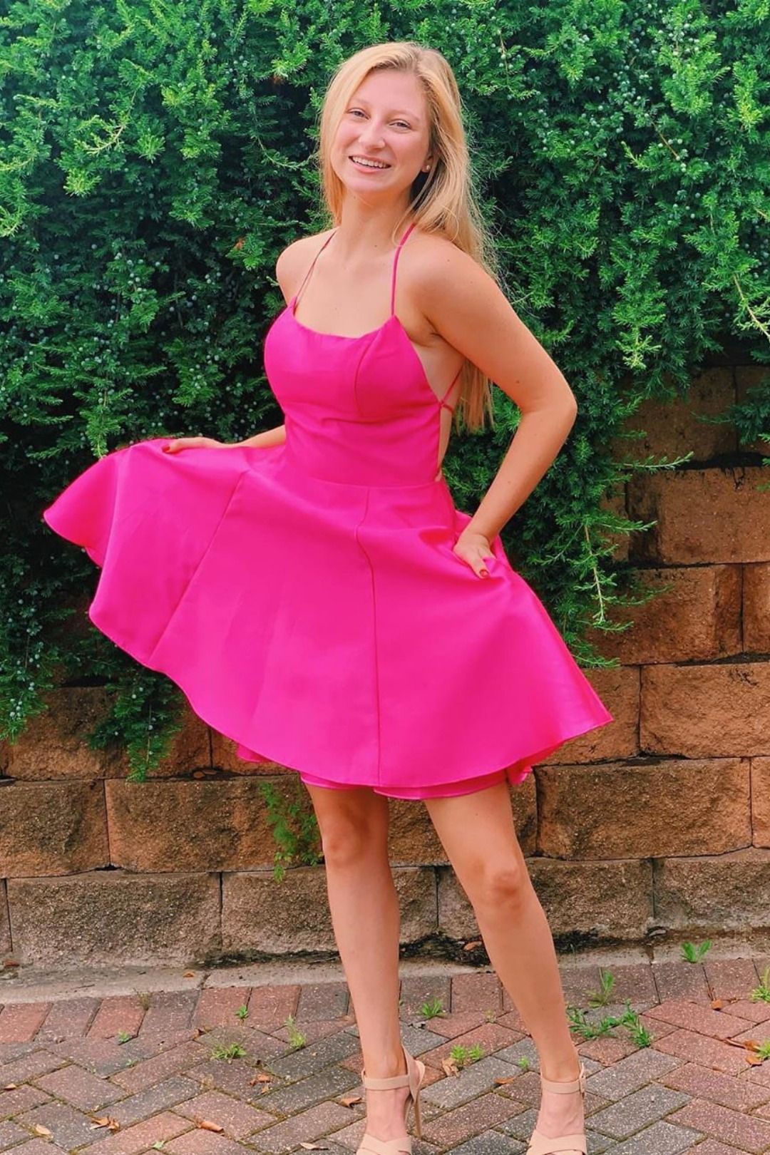 LTP1494,A-Line Halter Homecoming Dresses,Simple Hoco Graduation Dress