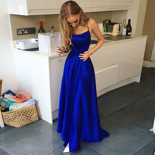LTP0276,Sheath long prom dress royal blue satin evening party dresses