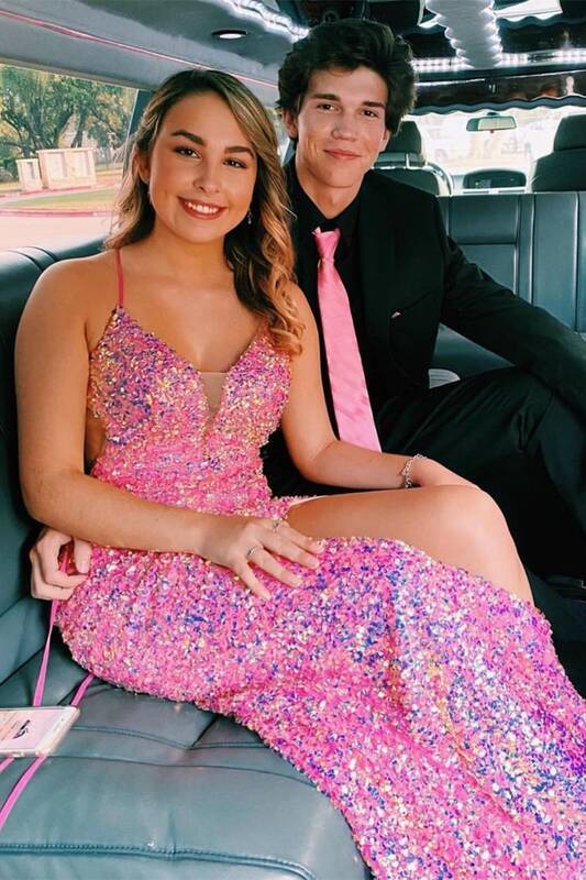 LTP0817,Glitter pink evening dresses sequin cross back prom dress