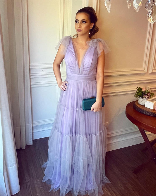 LTP1215,Princess Lilac Tulle A-Line Prom Dresses,8th Grade Graduation Dresses