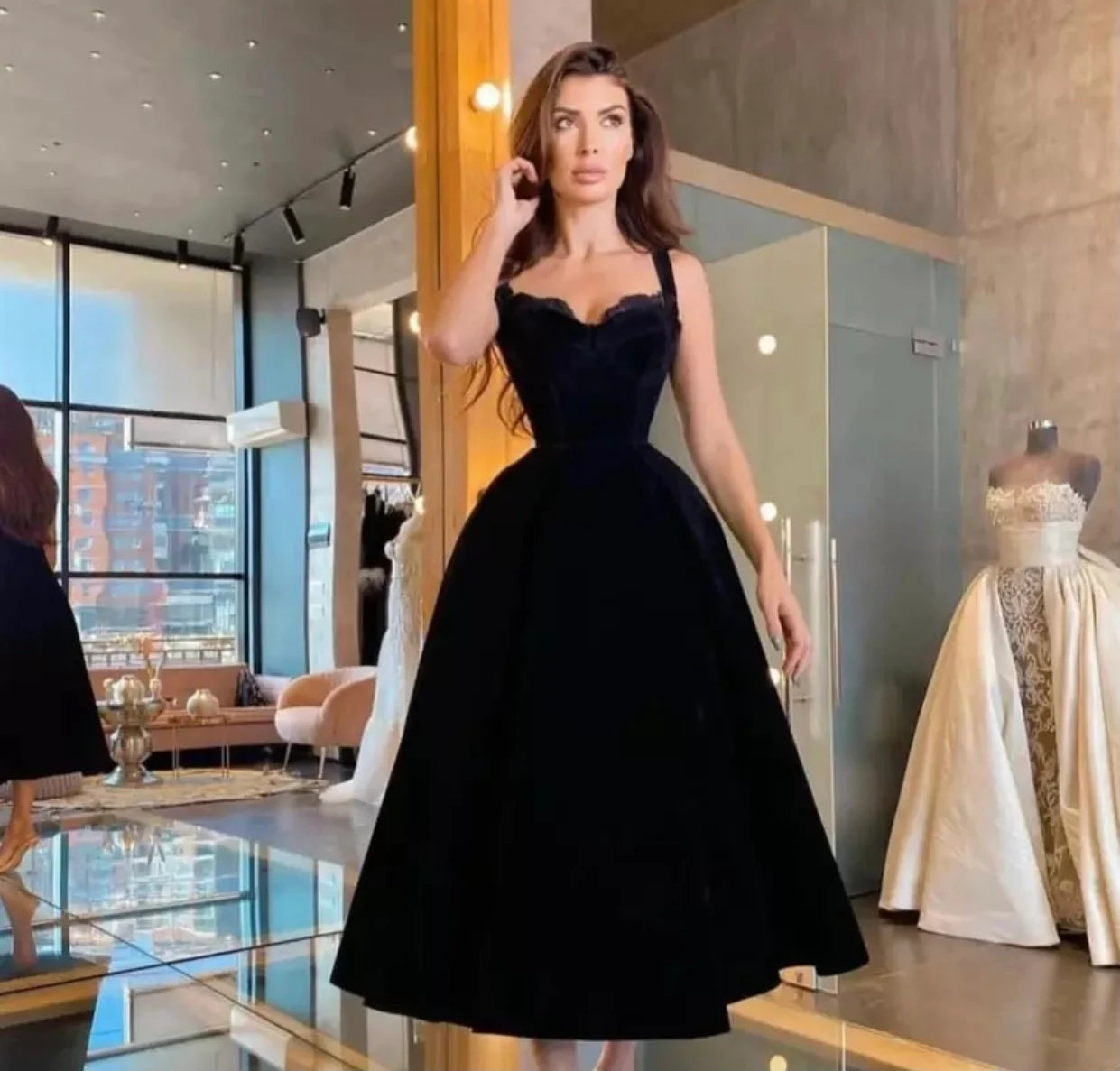 LTP1023,Black velvet sweetheart a-line graduation prom dresses