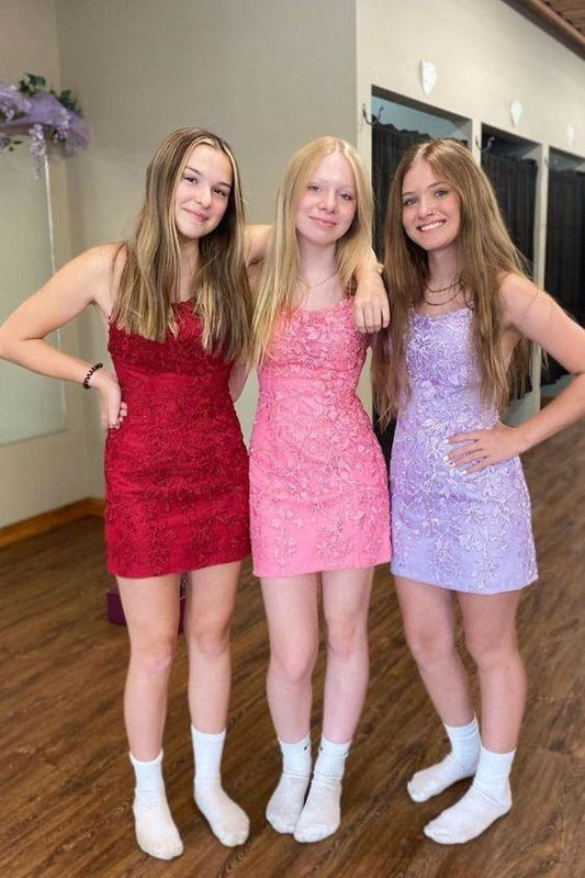 LTP0466,Cute homecoming dresses lace short prom dress cross back mini hoco dress