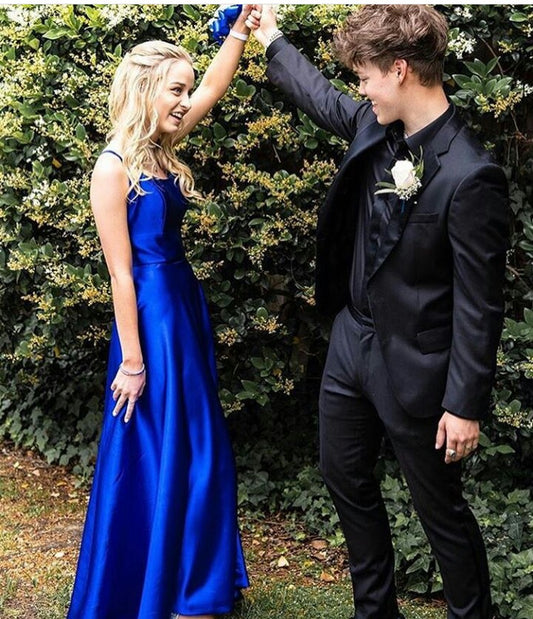 LTP0842,Elegant Backless Royal Blue Long Prom Dress Blue Satin Evening Dresses