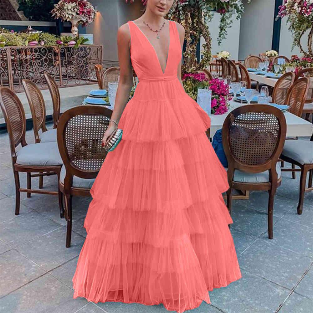LTP0663,Summer V-Neck Sleeveless Solid Color Fashion Ruffle Prom Dress Laylatailor Shop LTP0663,Summer V-Neck Sleeveless Solid Color Fashion Ruffle Prom Dress Laylatailor Shop