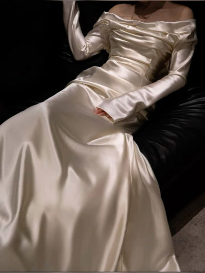Off Shoulder Long Wedding Dress Princess Bridal Gown