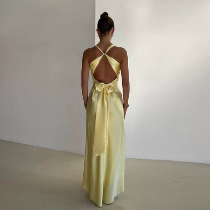 Yellow Prom Dress V Neck Evening Dress