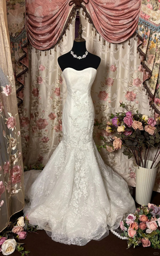 White Strapless Long Elegant Wedding Dresses Princess Bridal Gown