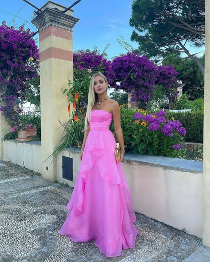 simple pink prom dress,modest evening dresses