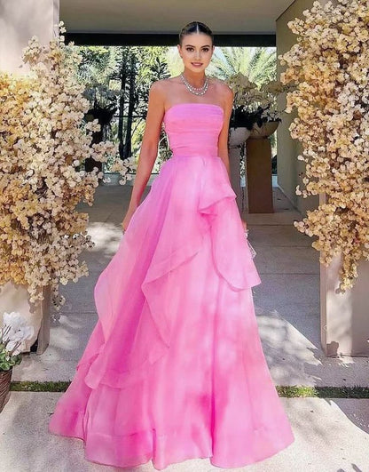 simple pink prom dress,modest evening dresses