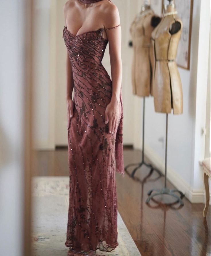 Vintage Prom Dress, Elegant Off Shoulder Evening Dress