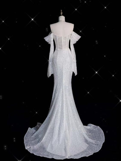 Glitter Corset Sequins Wedding Dress Mermaid Prom Dress