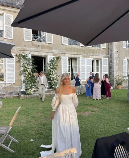 Elegant A Line Off Shoulder Long Wedding Dresses