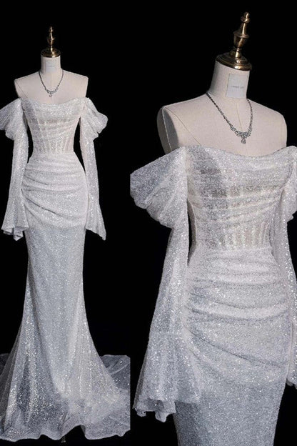 Glitter Corset Sequins Wedding Dress Mermaid Prom Dress