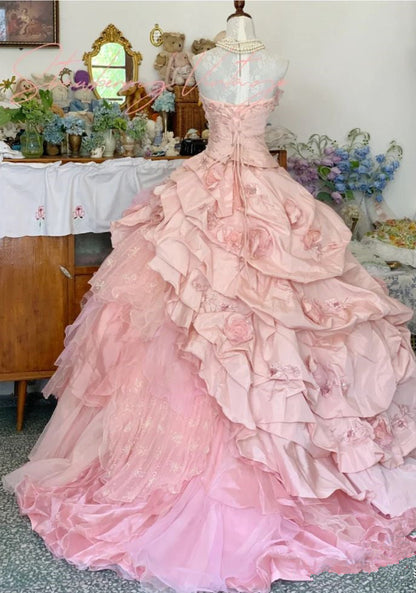 Pink A Line Princess Quinceanera Dress Ball Gown Sweet 16 Dresses