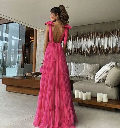 Pink Backless Prom Dress,  Evening Dress