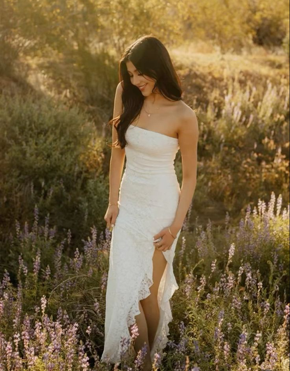 White Lace Party Dress Long Evening Dress Princess Wedding Dress