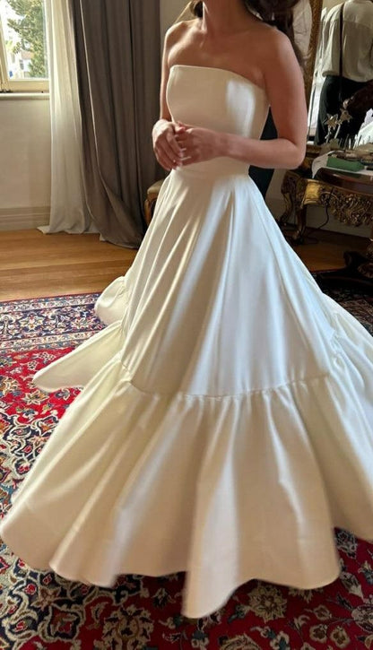 A Line Long Wedding Dress Simple Bridal Dresses
