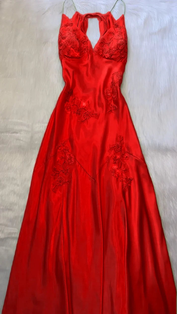 Green V neck Long Prom Dress