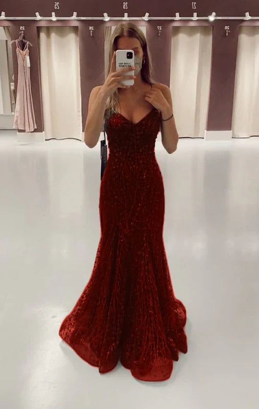 Green Long Mermaid Prom Dresses Formal Evening Gowns