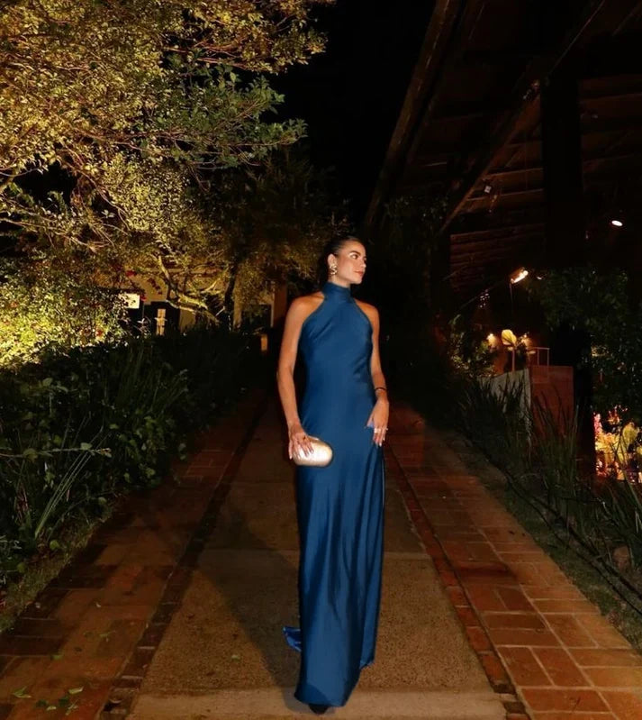 Sexy Sheath Blue Evening Gown Prom Party Dresses