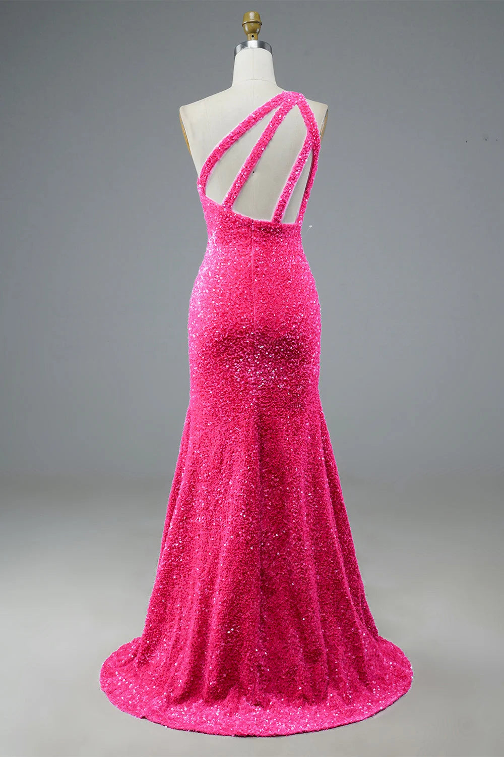 One Shoulder Sequin Long Prom Dress