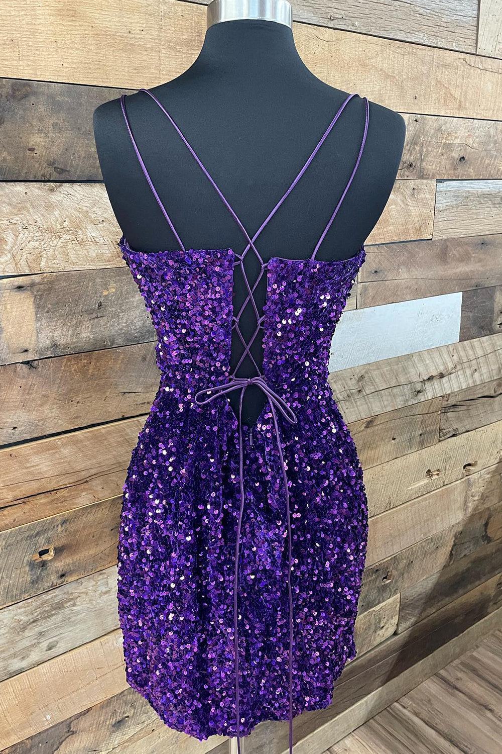 Cute Cross Back Sequins Bodycon Homecoming Dress