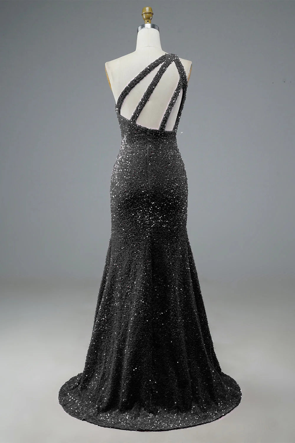 One Shoulder Sequin Long Prom Dress