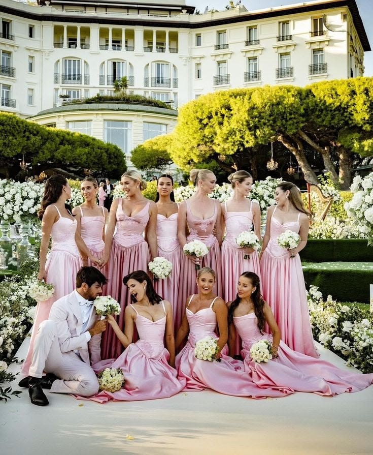Pink Retro Elegant A-Line Spaghetti Strap Satin Long Evening Dress Birthday Party Dress Bridesmaid Dress,LTP3635