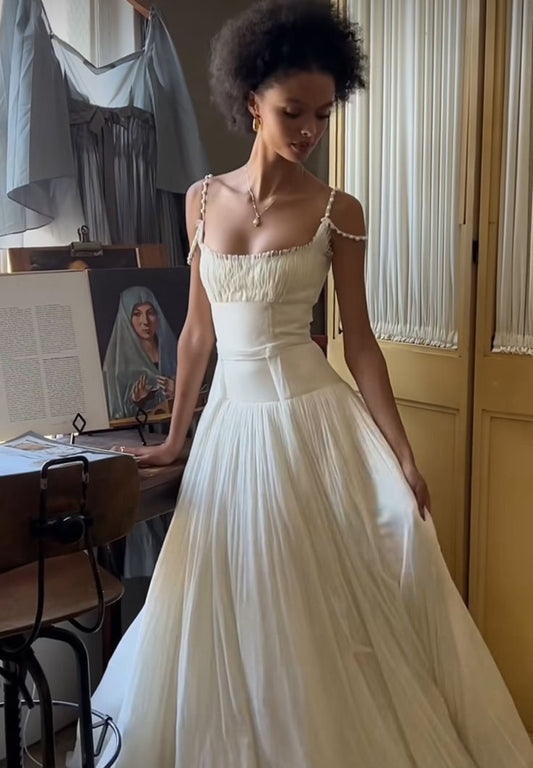 Elegant A Line Long Wedding Dress Princess Evening Dress