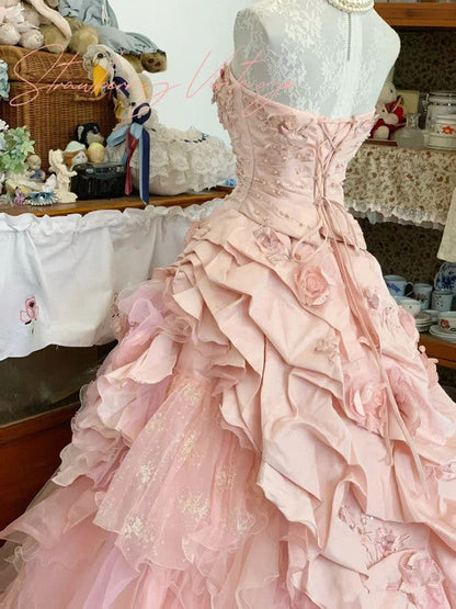 Pink A Line Princess Quinceanera Dress Ball Gown Sweet 16 Dresses