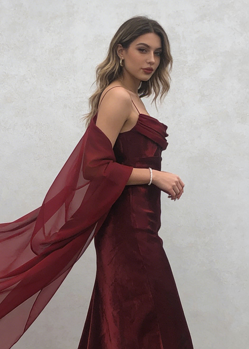 Spaghetti Straps Simple Burgundy Long Prom Dress