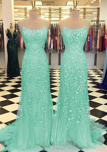 Custom Made Appliques Mermaid Lace Prom Dress