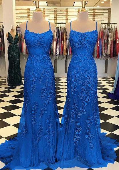 Custom Made Appliques Mermaid Lace Prom Dress