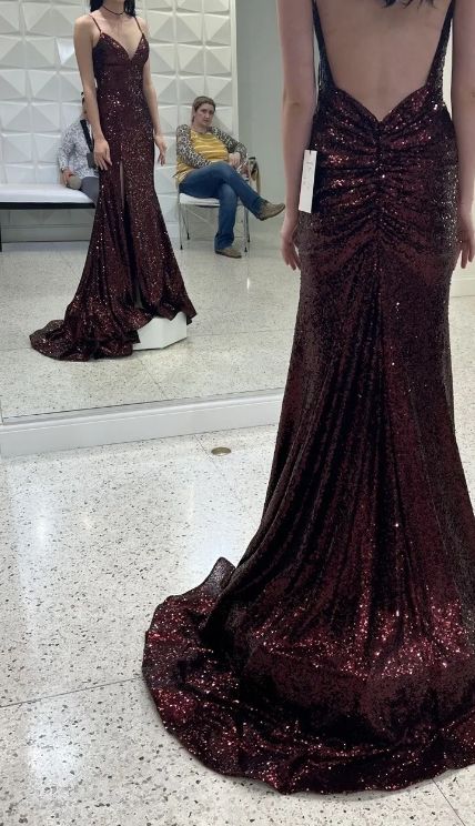 Mermaid Burgundy Sequin Floor Length Prom Dress 22st Birthday Outfit Party Dresses,LTP3703