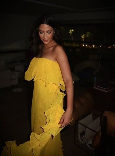 Yellow Pleated Prom Dresses Long Evening Gowns Formal Party Wear