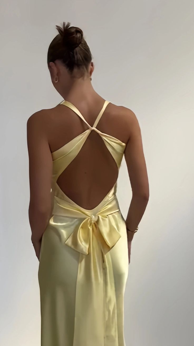 Yellow Prom Dress V Neck Evening Dress