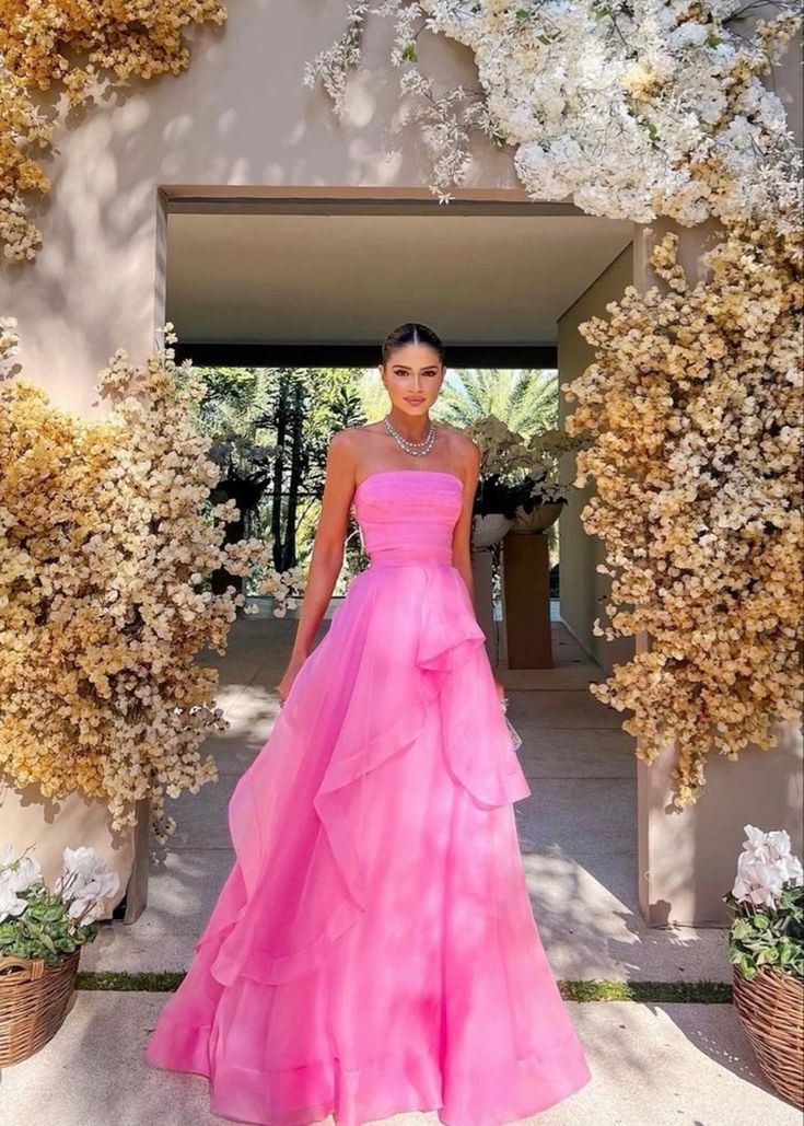 Pink Long Formal Gowns, Pink Party Dresses